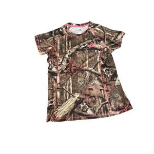 🔥 VIBRANT Mossy Oak Camo Tee // Pink Contrast Stitching Gorpcore Aesthetic SZ L